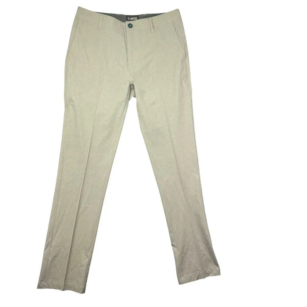 Linksoul Pants Men’s 32R Beige Chino Performance Preppy Casual Outdoor Golf Flex